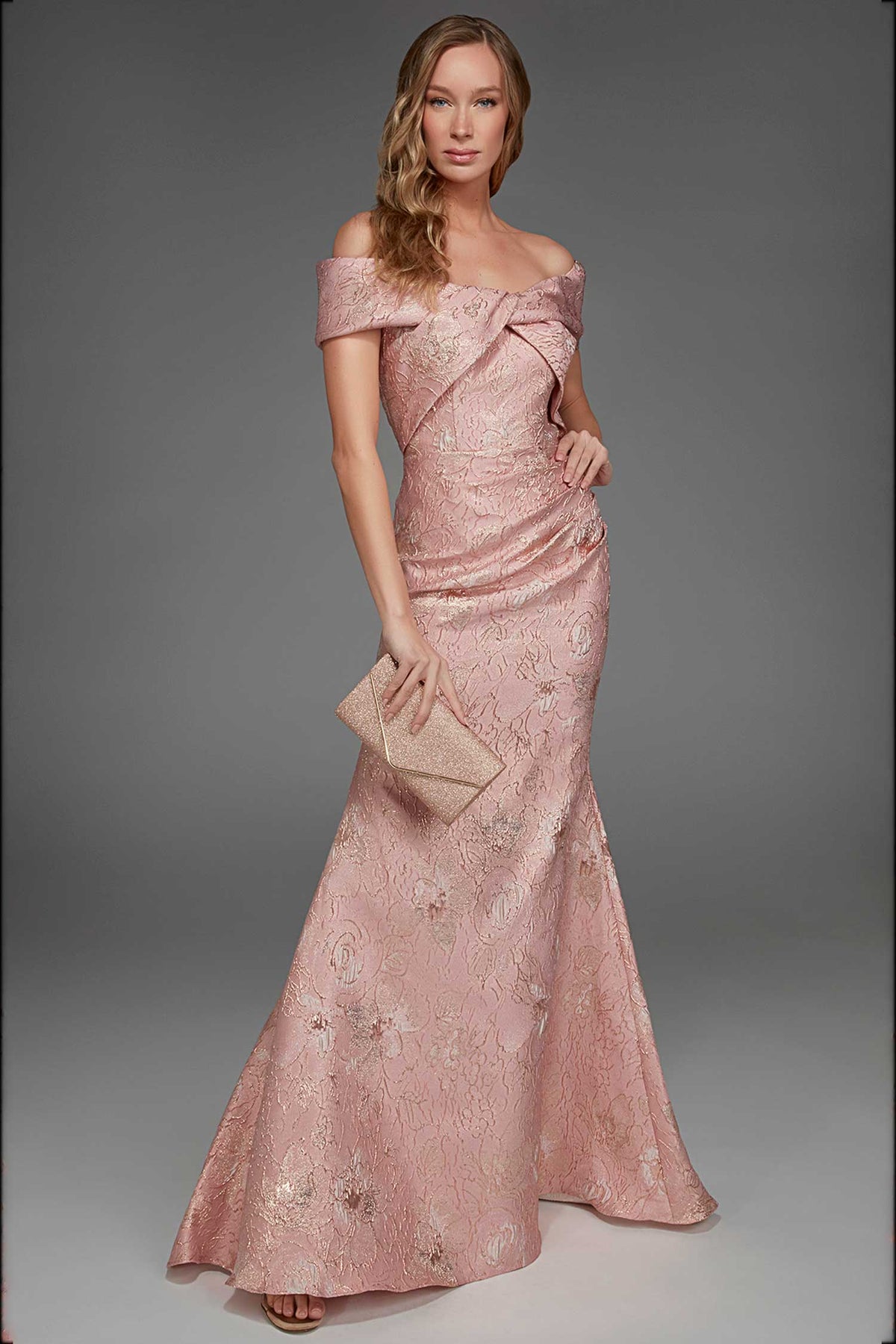 Alyce Paris 27802 - Folded Off Shoulder Textured Evening Gown