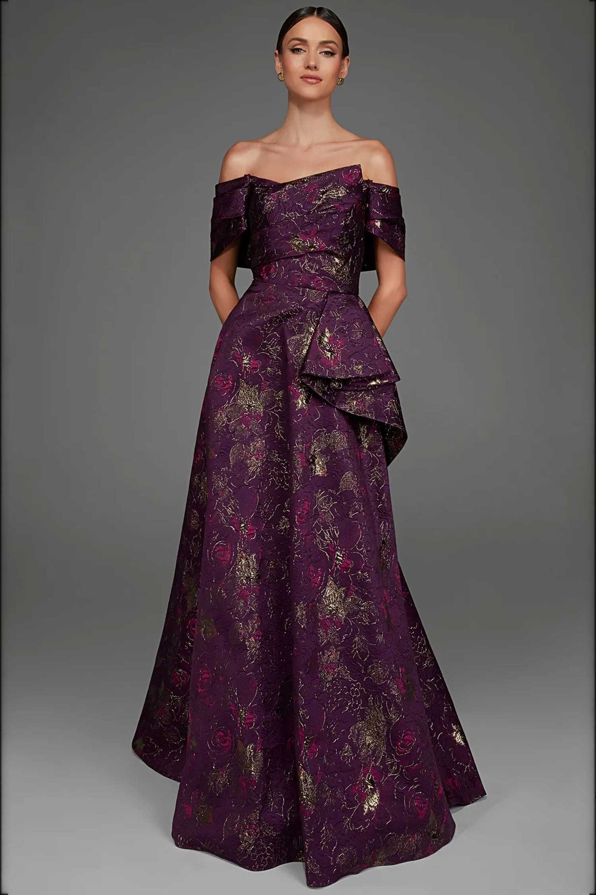 Alyce Paris 27802 - Folded Off Shoulder Textured Evening Gown