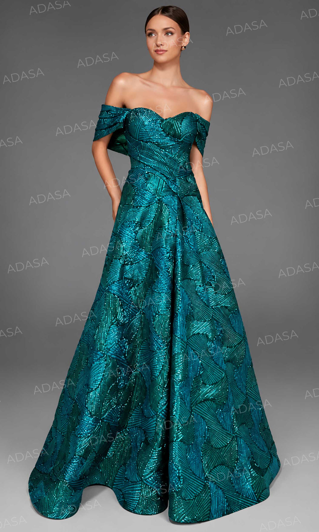 Alyce Paris 27884 - Pleated Sleeve Textured A-Line Gown