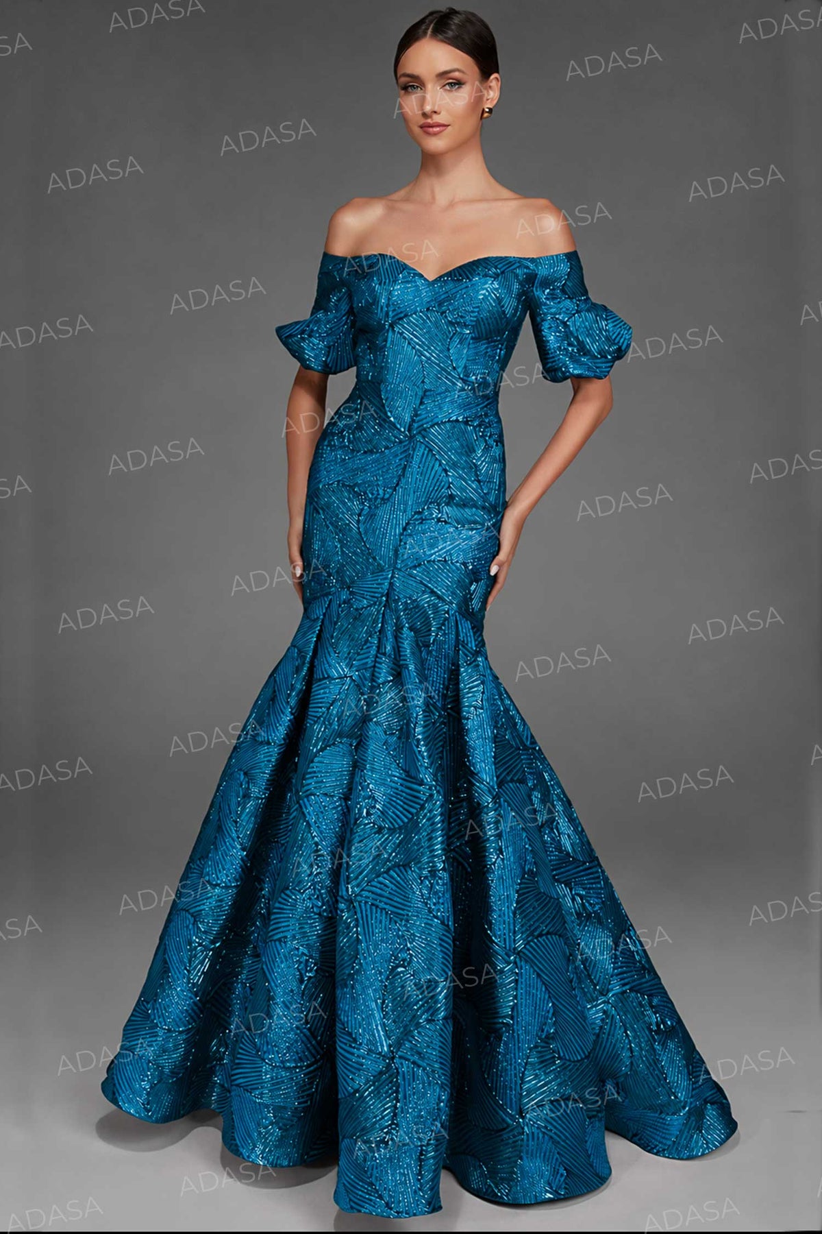 Alyce Paris 27889 - Pleated Mermaid Skirt Jacquard Gown