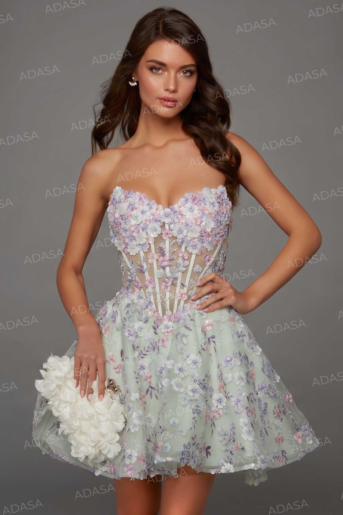 Alyce Paris 30086 - Sweetheart Floral Bodice A-Line Dress
