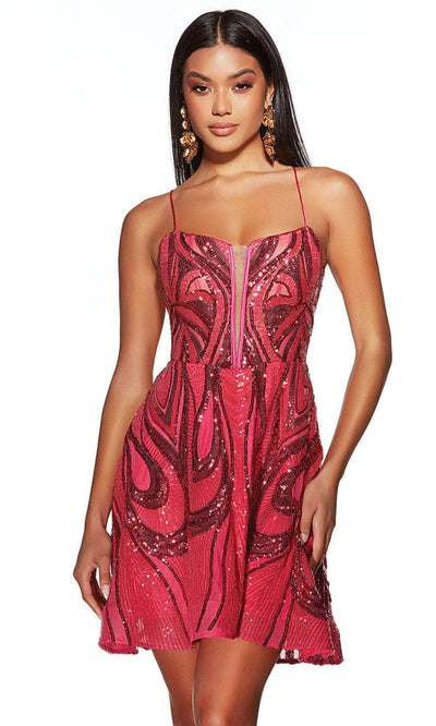 Alyce Paris 3778 - Sleeveless Plunging Cocktail Dress Cocktail Dresses 000 / Cerise