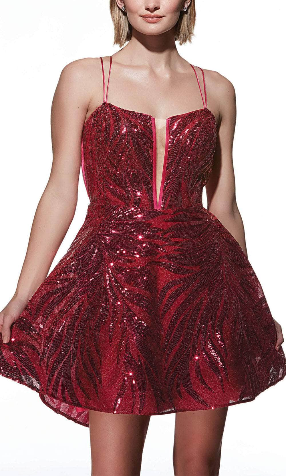 Alyce Paris 3783 - Sleeveless Sequined Cocktail Dress Cocktail Dresses 000 / Cerise