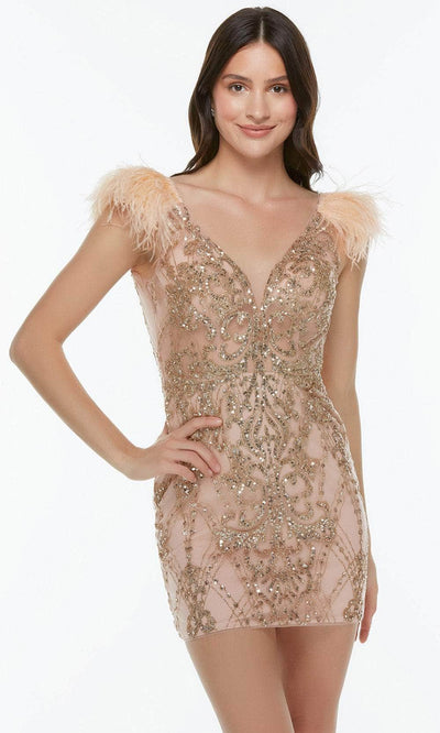 Alyce Paris 4501 - Plunging V-Neck Sequin Cocktail Dress Special Occasion Dress