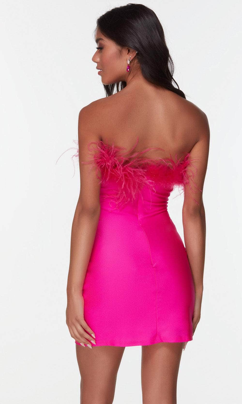 Alyce Paris 4524 - Feathered Strapless Cocktail Dress In Pink