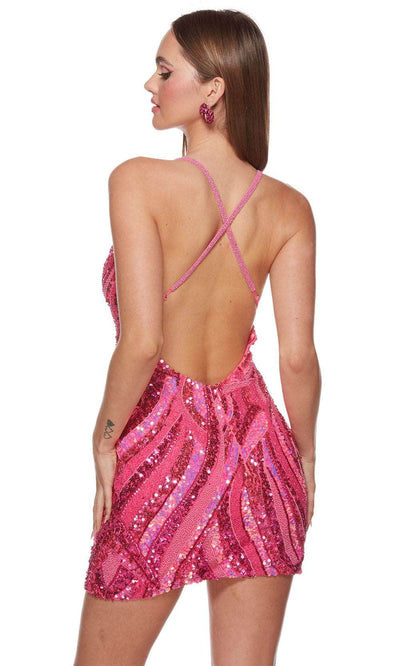 Alyce Paris 4640 - V-Neck Geometric Beaded Cocktail Dress Party Dresses