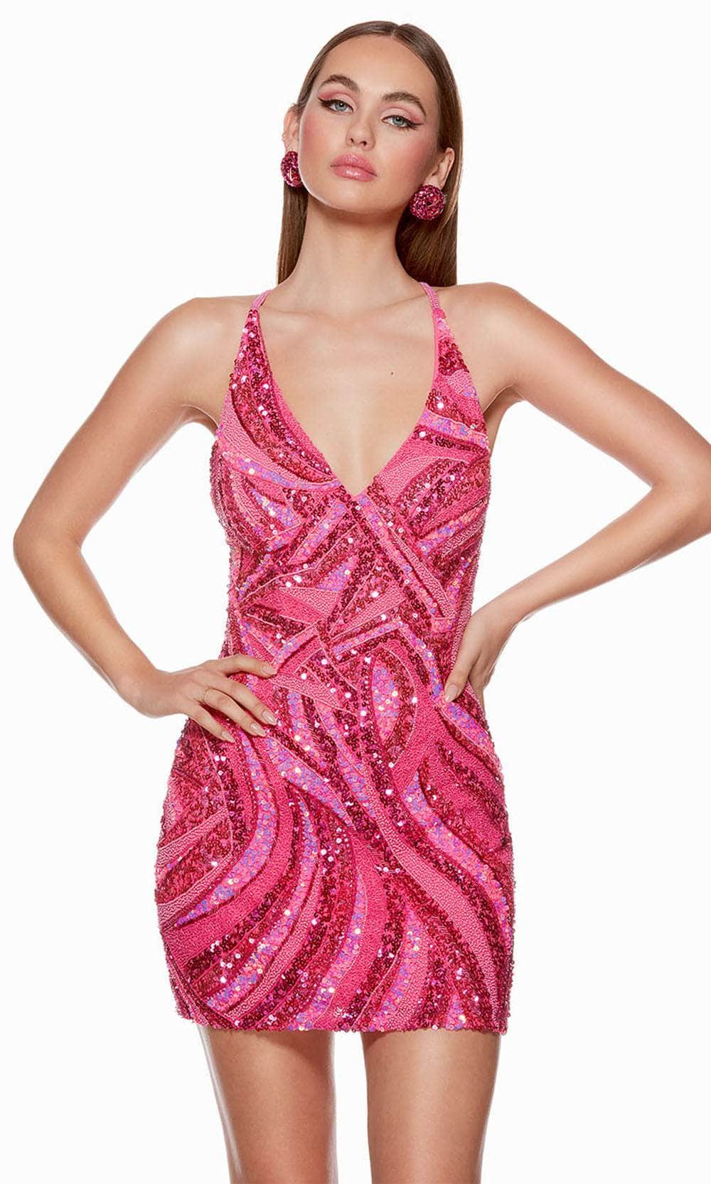 Alyce Paris 4640 - V-Neck Geometric Beaded Cocktail Dress Party Dresses