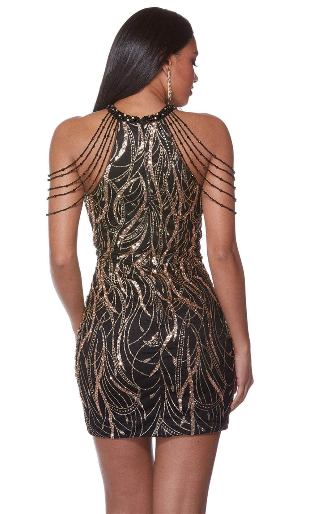 Alyce Paris 4682 - Fringe Detail Halter Cocktail Dress Party Dresses