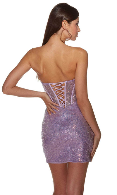 Alyce Paris 4827 - Sheer Corset Sequin Cocktail Dress Cocktail Dresses