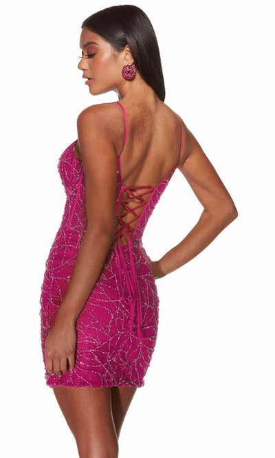 Alyce Paris 4862 - Glitter Print V-Neck Cocktail Dress Special Occasion Dress
