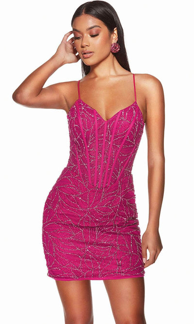 Alyce Paris 4862 - Glitter Print V-Neck Cocktail Dress Special Occasion Dress