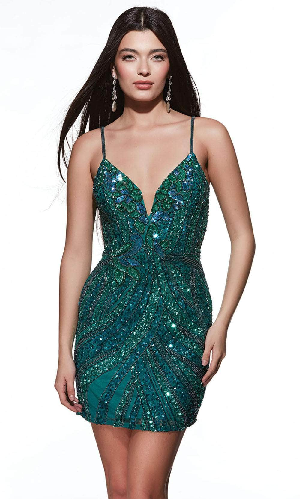 Alyce Paris 4879 - Embellished Sleeveless Cocktail Dress Homecoming Dresses 000 / Jade