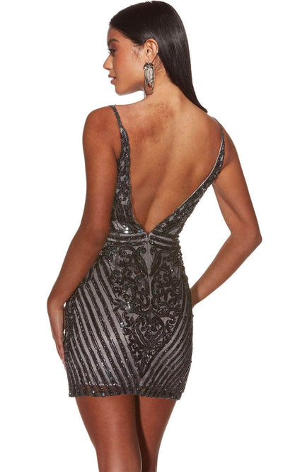 Alyce Paris 4883 - Intricate Sequin Embellished V-Neck Cocktail Dress Cocktail Dresses