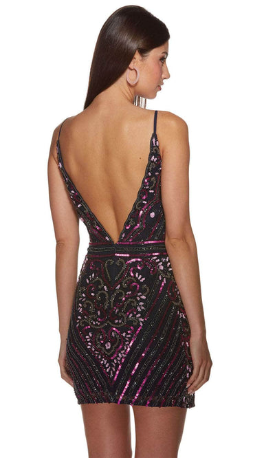 Alyce Paris 4883 - V-Neck Sequined Cocktail Dress Cocktail Dresses