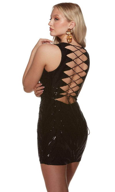 Alyce Paris 4892 - Strappy Back Leaf Sequin Cocktail Dress Cocktail Dresses