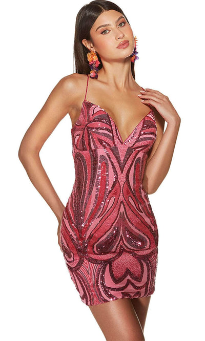 Alyce Paris 4899 - V-Neck Sequined Embellished Cocktail Dress Cocktail Dresses