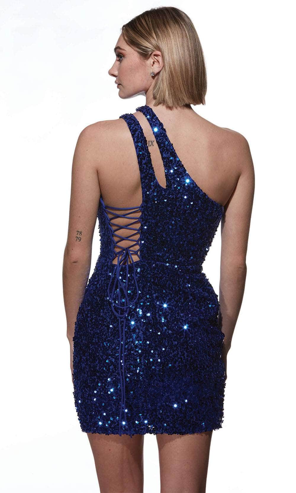 Alyce Paris 4913 - One-Shoulder Sequin Embellished Cocktail Dress Cocktail Dresses