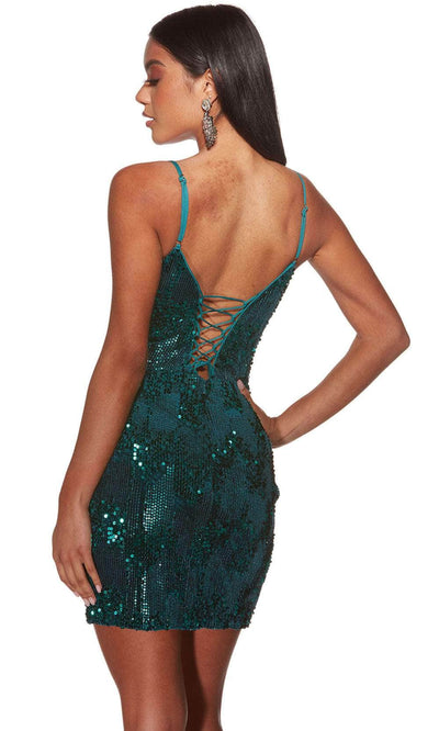 Alyce Paris 4932 - V-Neck Sequin Velvet Cocktail Dress Cocktail Dresses