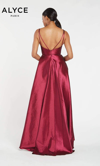 Alyce Paris - 60094 Surplice Bodice Taffeta High Slit A-Line Gown Evening Dresses