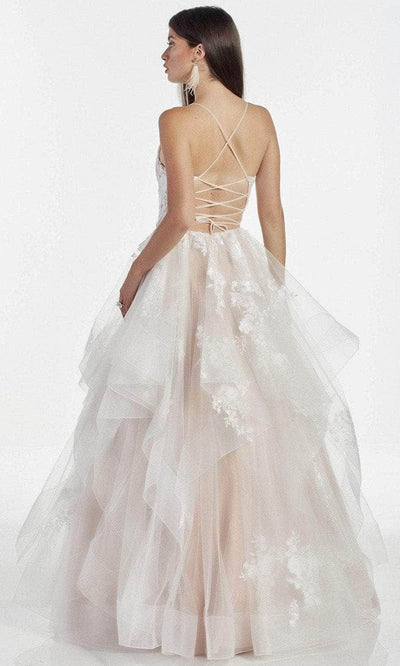 Alyce Paris 60903 - Plunging Floral Applique Ballgown Special Occasion Dress
