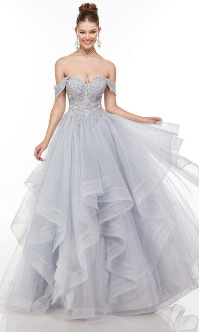 Alyce Paris - 61095 Lace Detailed Off Shoulder Gown Special Occasion Dress