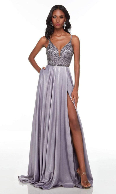 Alyce Paris - 61197 Metallic Beaded Gown With Slit Special Occasion Dress