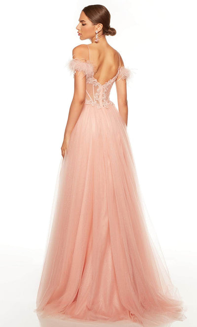 Alyce Paris 61328 - Feather Detailed Off Shoulder Evening Gown Special Occasion Dress