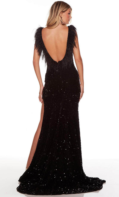 Alyce Paris 61374 - Feathered V-Neck Sheath Prom Gown Special Occasion Dress