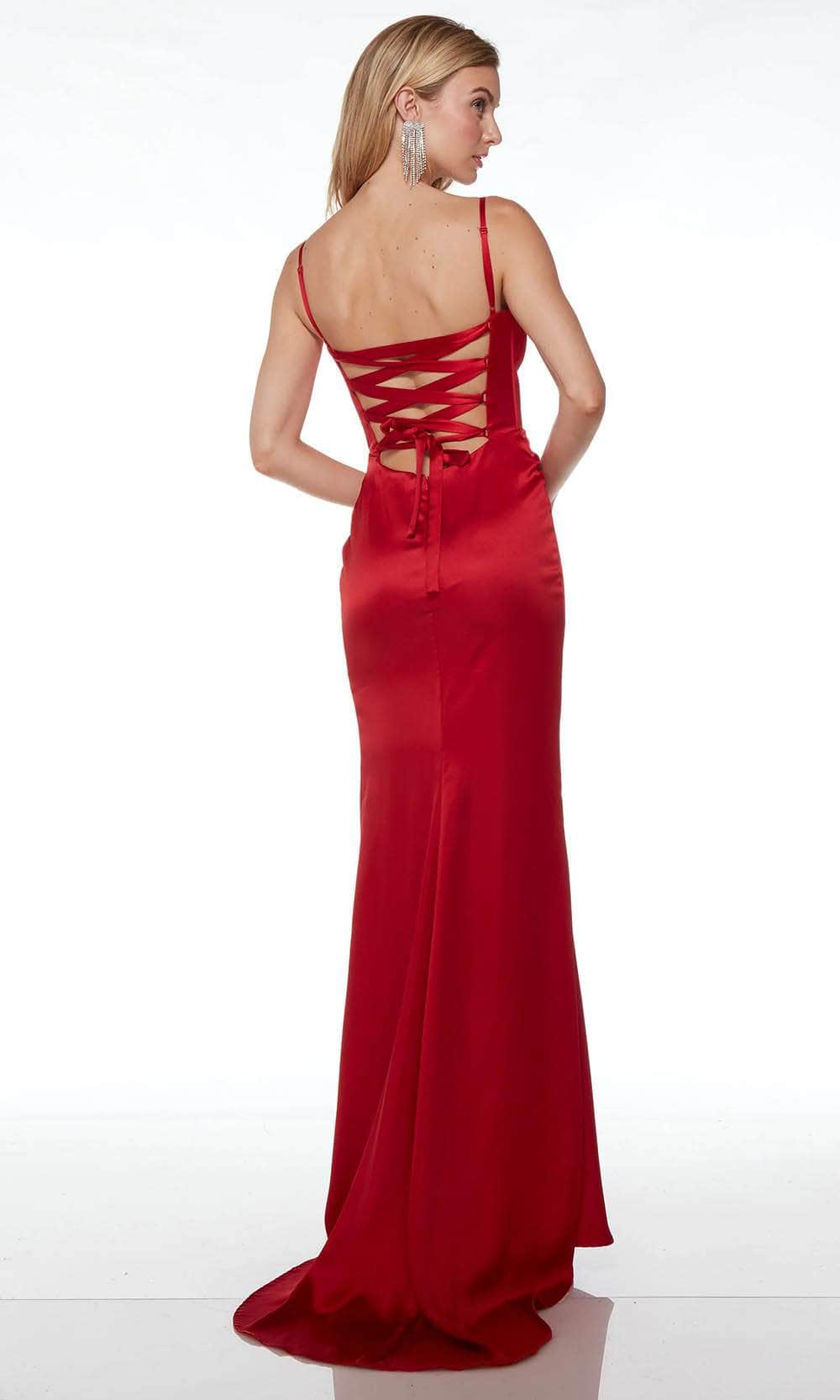 Alyce Paris 61485 - V-Neck Corset Satin Prom Gown Prom Dresses