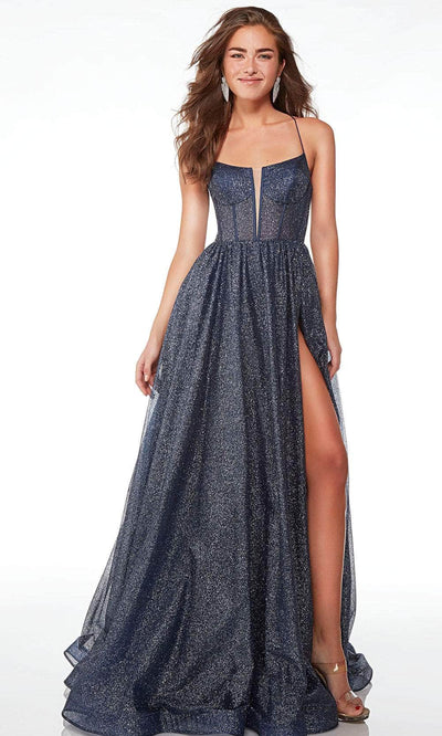 Alyce Paris 61600 - Glitter Scoop Evening Dress Prom Dresses 000 / Midnight