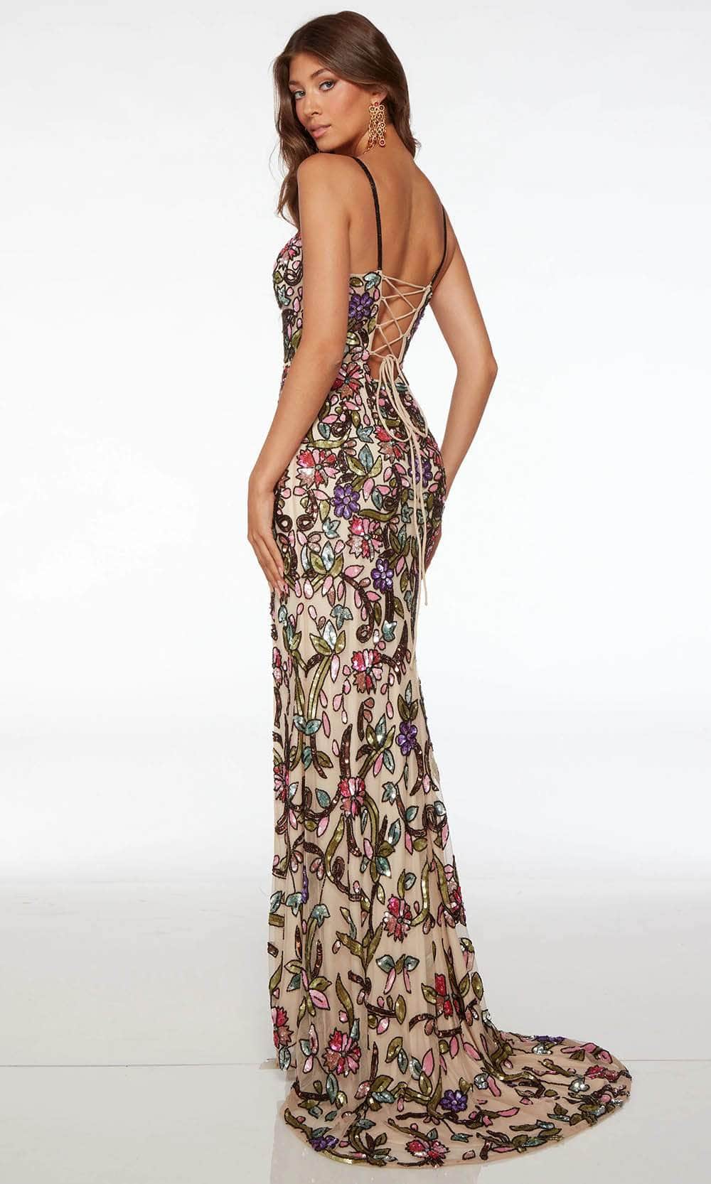 Alyce Paris 61687 - Plunging V-Neck Floral Prom Gown Special Occasion Dress