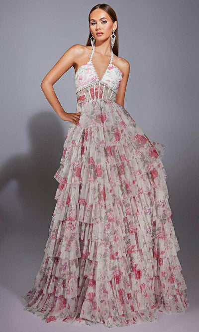 Alyce Paris 61730 - Tiered Ruffle Corset Halter Gown Prom Dresses