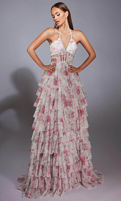 Alyce Paris 61730 - Tiered Ruffle Corset Halter Gown Prom Dresses