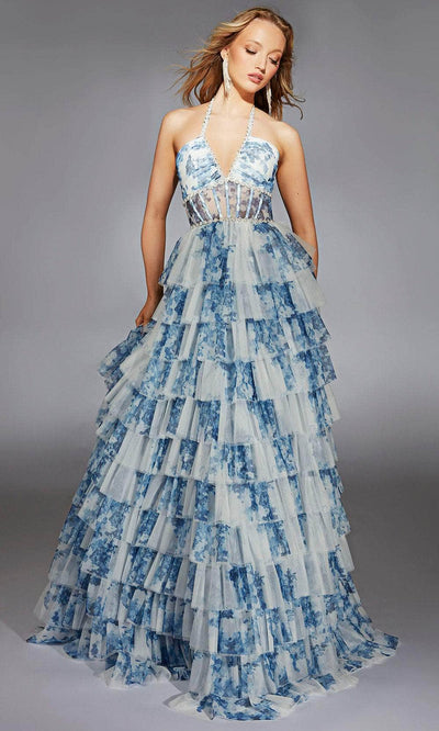 Alyce Paris 61730 - Tiered Ruffle Corset Halter Gown Prom Dresses