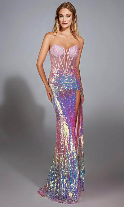 Alyce Paris 61734 - Corset Bodice Sequin Dress Prom Dresses 000 /  Pink/Multi