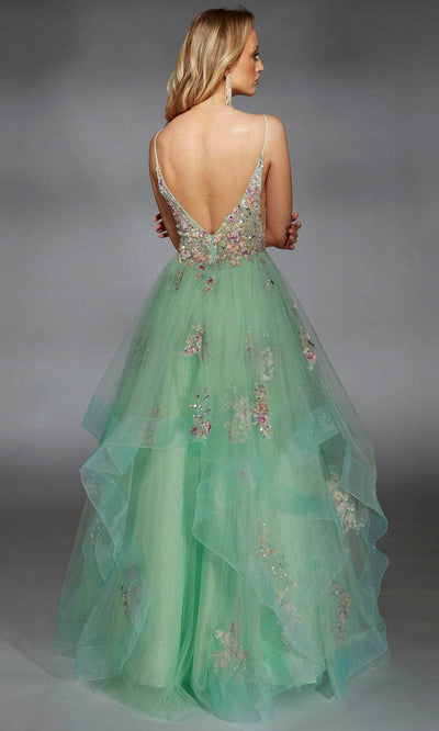 Alyce Paris 61735 - Floral Sleeveless Ruffle Ballgown Prom Dresses