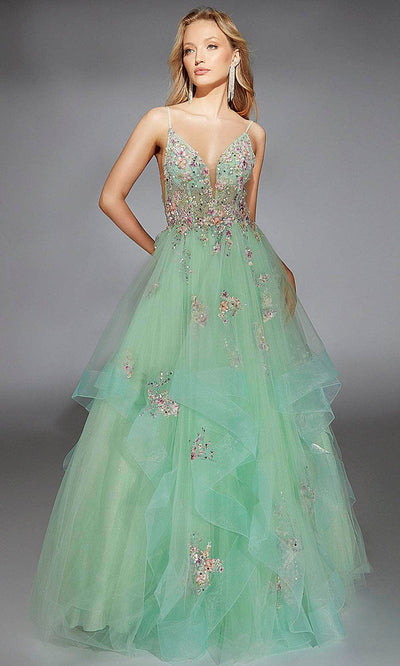 Alyce Paris 61735 - Floral Sleeveless Ruffle Ballgown Prom Dresses