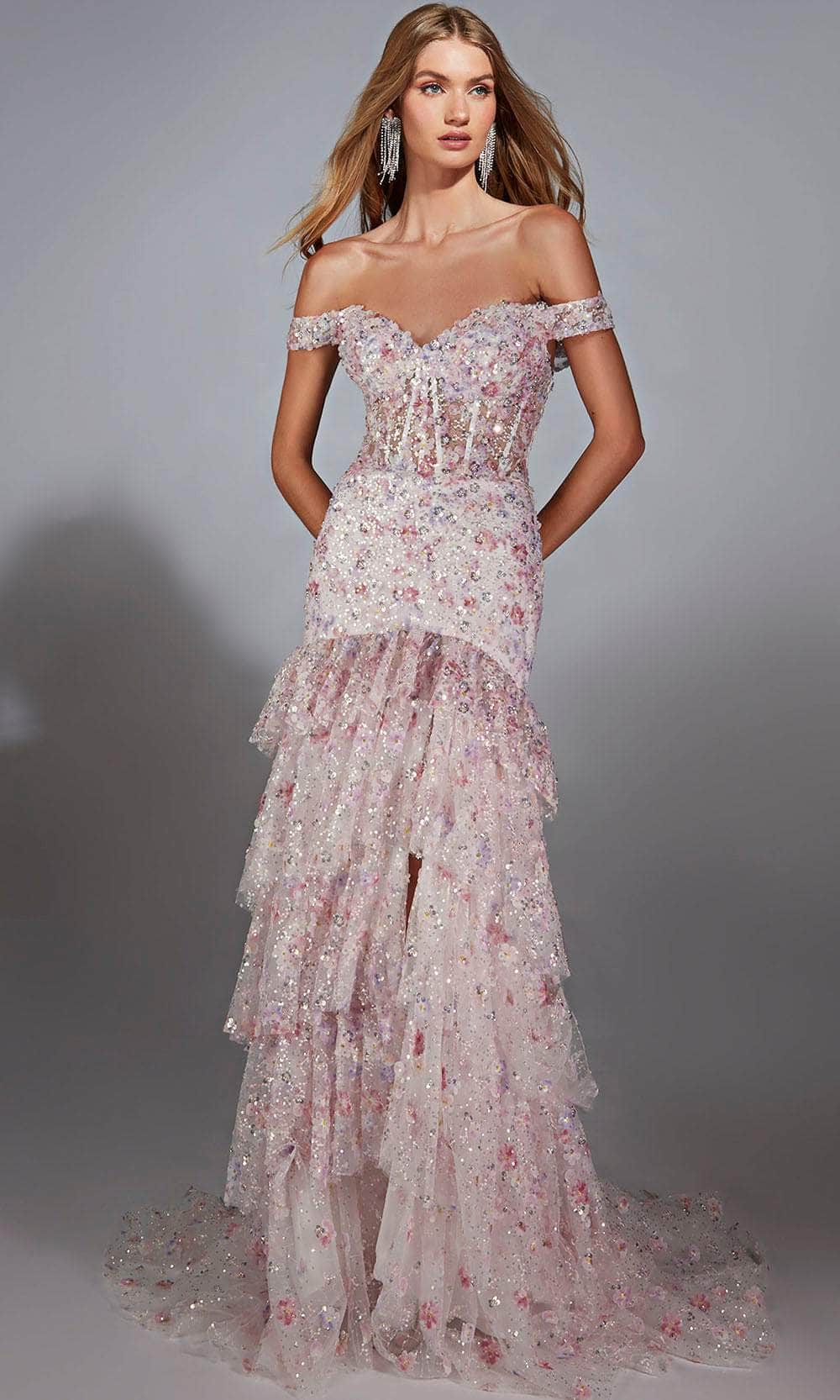 Alyce Paris 61736 - Romantic Floral Off Shoulder Gown Prom Dresses