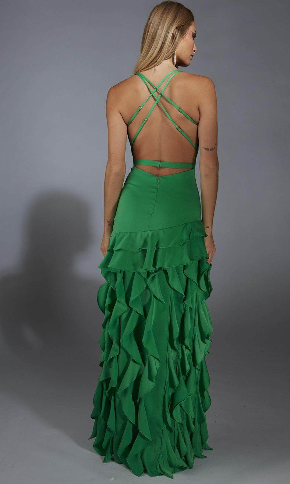 Alyce Paris 61737 - Ruffled High Slit Sheath Gown Prom Dresses