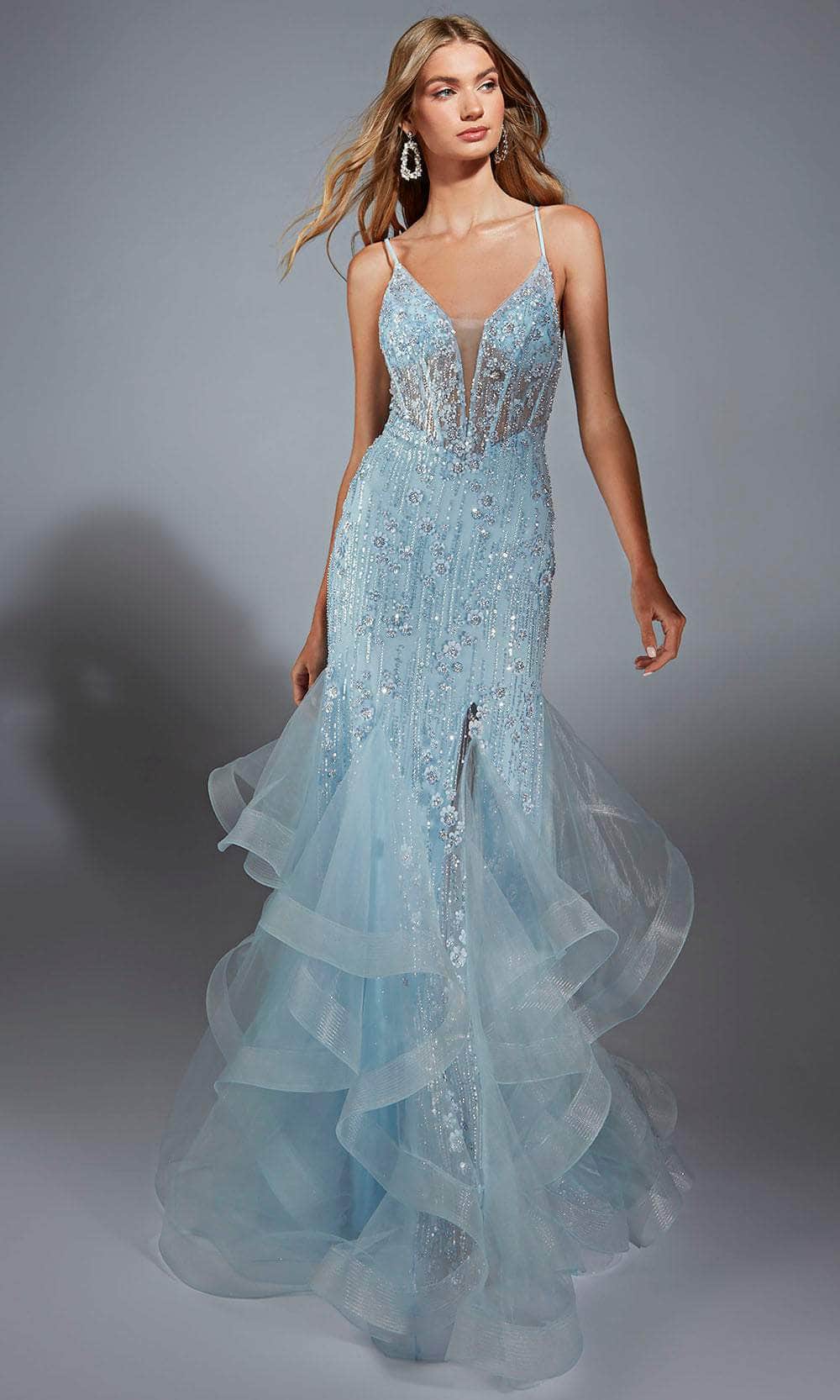Alyce Paris 61749 - Trumpet Skirt Floral Beaded Gown Prom Dresses