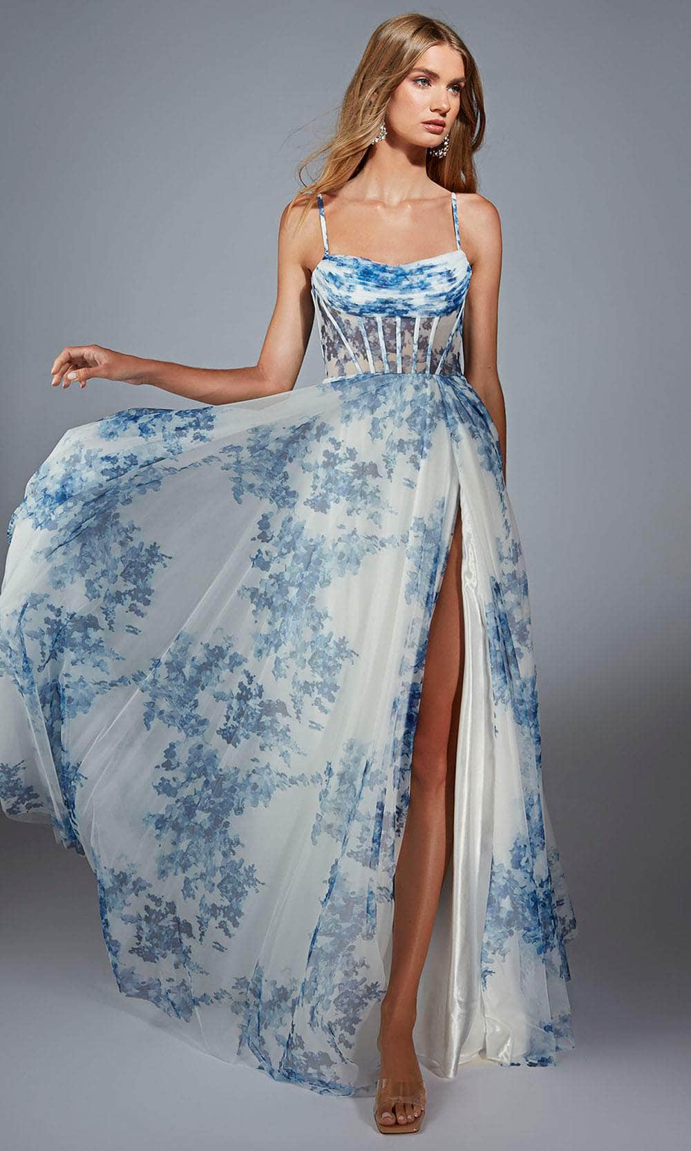 Alyce Paris 61752 - Cowl Neckline Sheer Corset Dress Prom Dresses