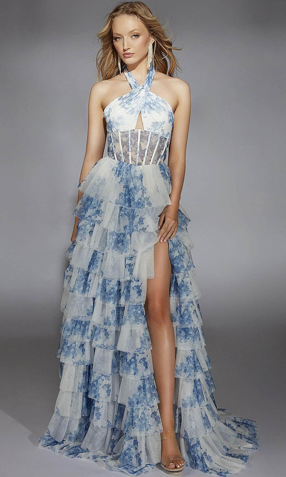 Alyce Paris 61753 - Tiered A-Line Dress with High Slit Wedding Guest