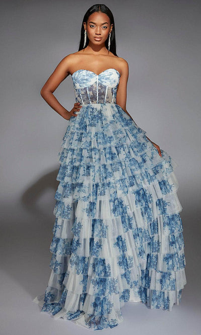 Alyce Paris 61763 - Floral Print A-Line Sweetheart Gown Prom Dresses
