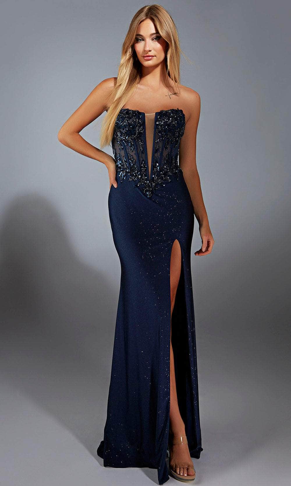 Alyce Paris 61768 - Strapless Sheer Bodice Sheath Gown Prom Dresses