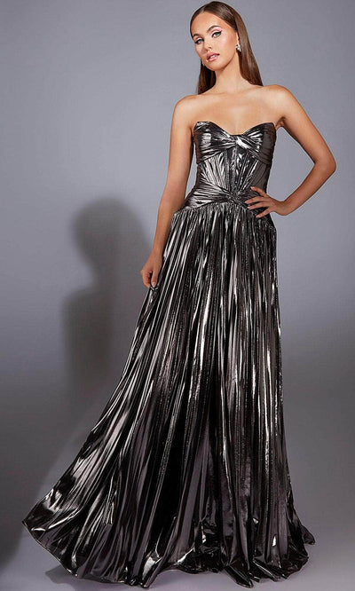 Alyce Paris 61779 - Metallic Foil Strapless Pleated Gown Special Occasion Dress