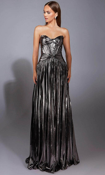 Alyce Paris 61779 - Metallic Foil Strapless Pleated Gown Special Occasion Dress