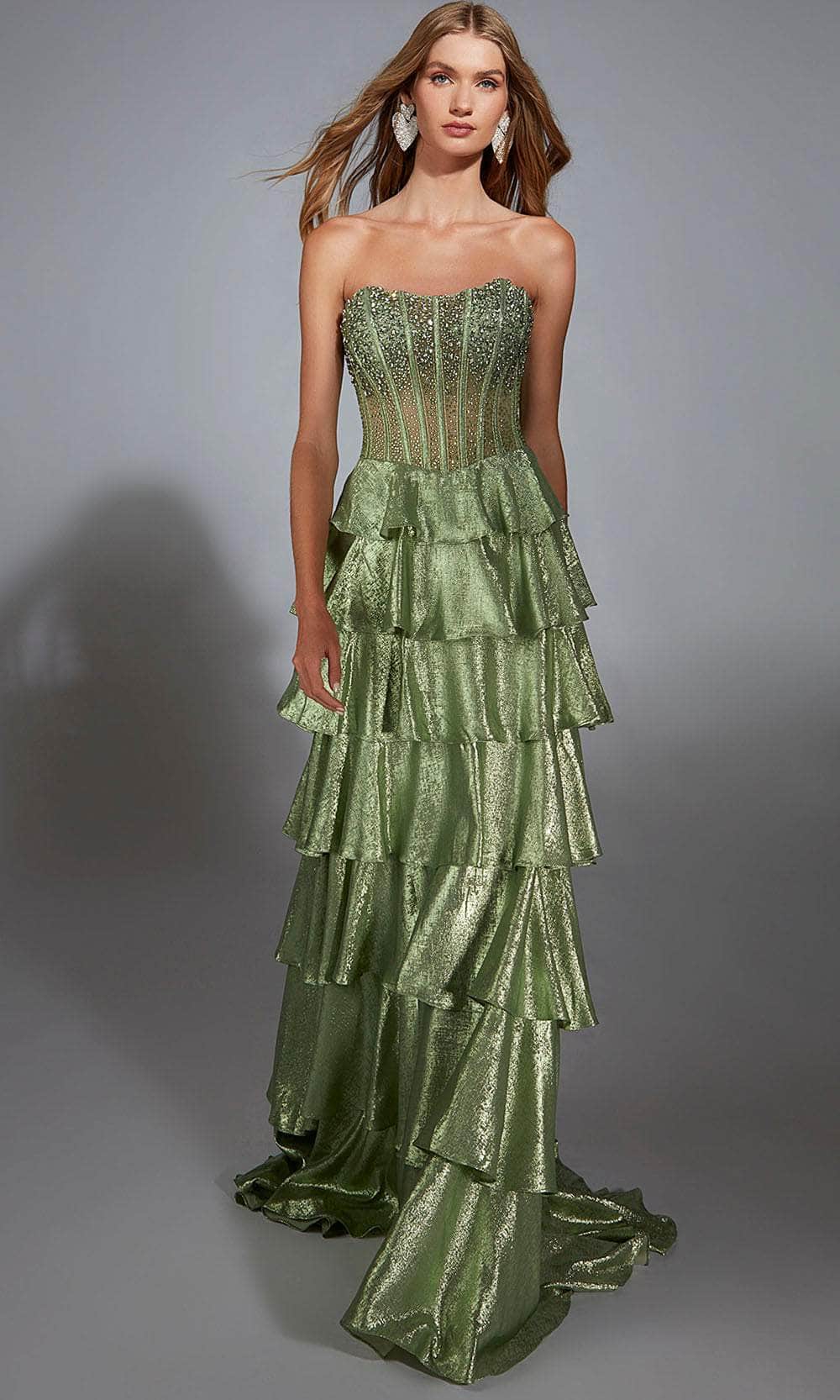 Alyce Paris 61783 - Illusion Corset Scoop Neck Gown with Ruffles Prom Dresses