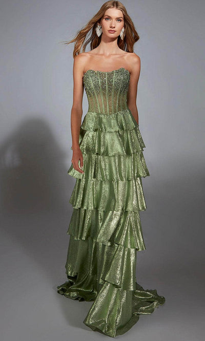 Alyce Paris 61783 - Illusion Corset Scoop Neck Gown with Ruffles Prom Dresses