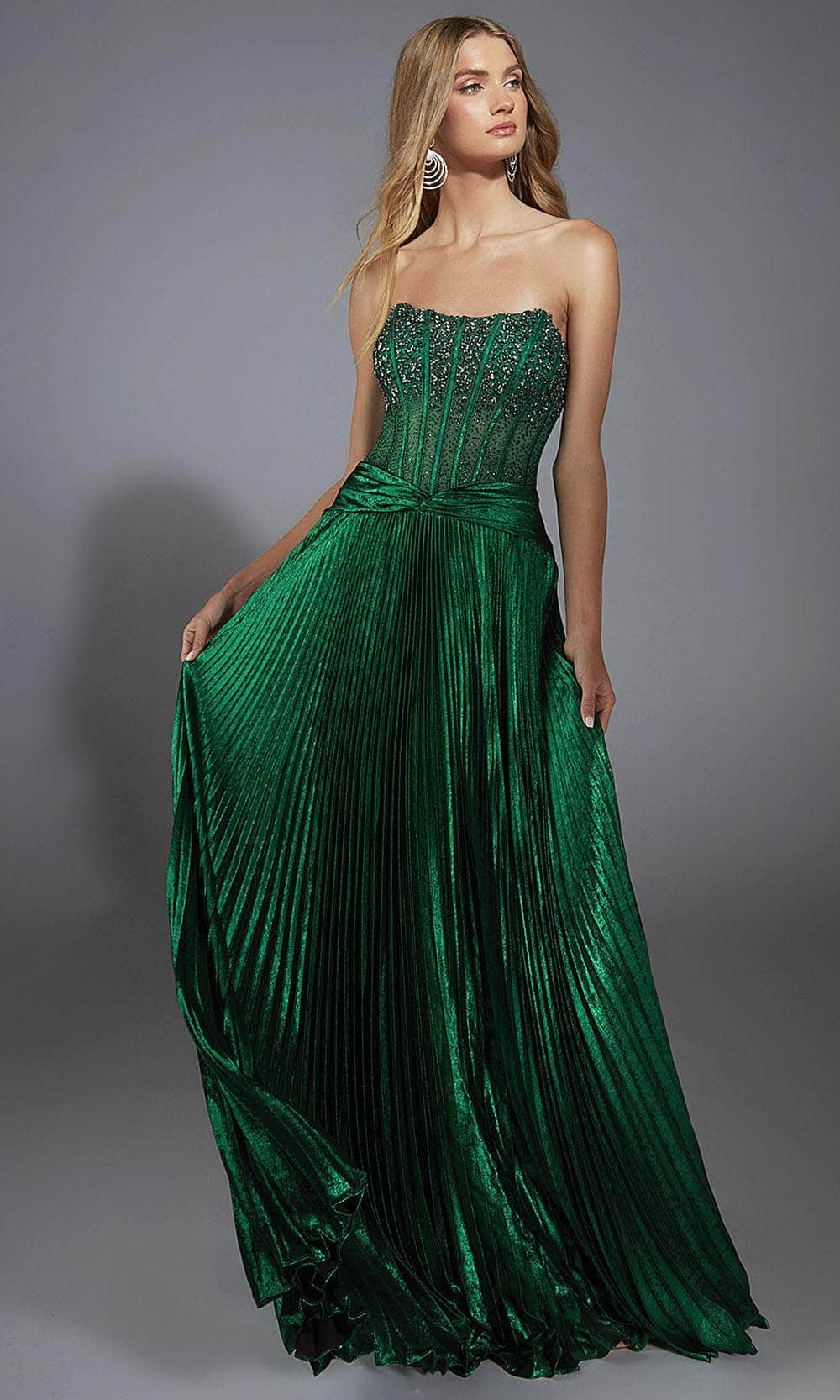 Alyce Paris 61789 - Pleated Skirt Strapless Corset Gown Prom Dresses