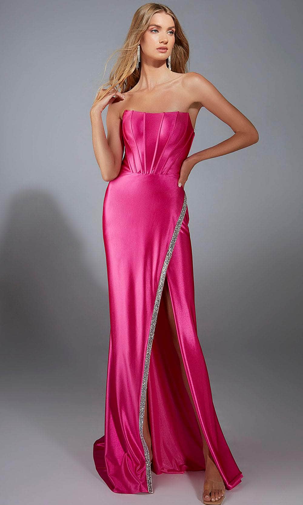 Alyce Paris 61790 - Crystal Trimmed Straight Neckline Gown Prom Dresses